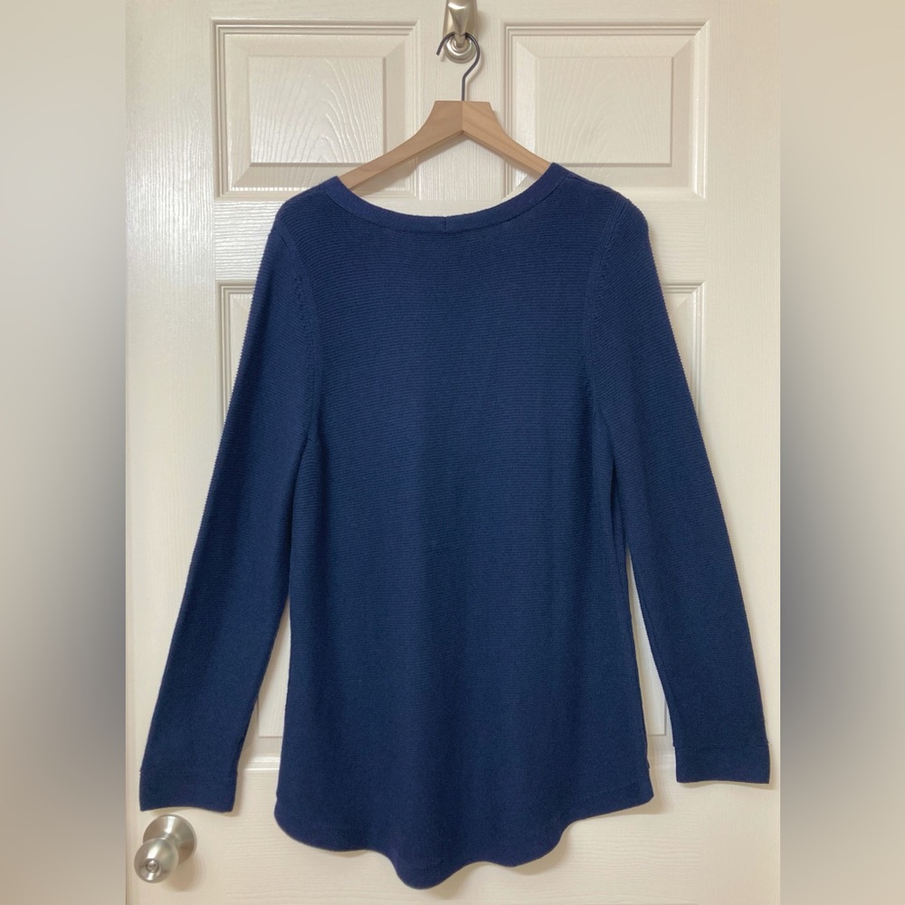 Talbots Women’s Navy Blue Scoop Neck Cotton Blend Knit Sweater Tunic XL Coastal - Picture 6 of 9